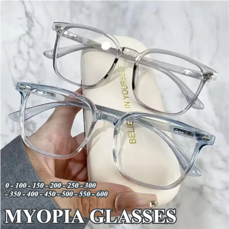 Modische hochauflösende Myopiebrille für Männer und Frauen, neue ultraleichte Anti-Blaulicht-Brille, flache Lichtbrille