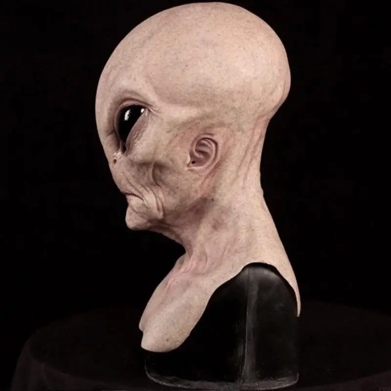 P88A ฮาโลวีนเต็มรูปแบบสำหรับหัว Latex หน้ากาก Creppy Big Eyes ต่างดาวสำหรับตุ๊กตาหมวกแปลก UFO คอสเพลย์ปาร์ตี้