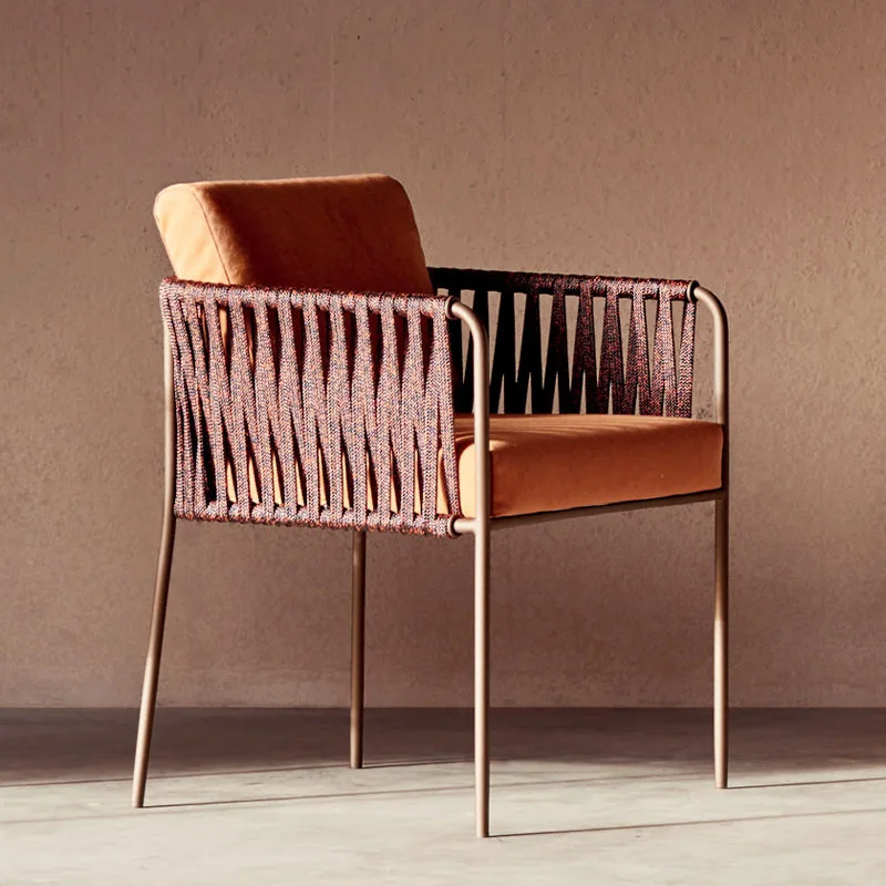 

Outdoor tables and chairs Garden courtyard design Simple rattan chair combination Nordic waterproof sunscreen terrace rattan