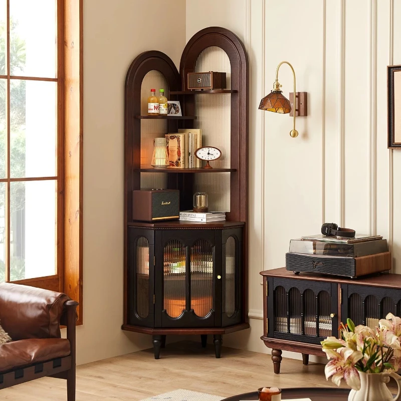 

Corner cabinet French medieval solid wood living room corner rack triangular storage cabinet