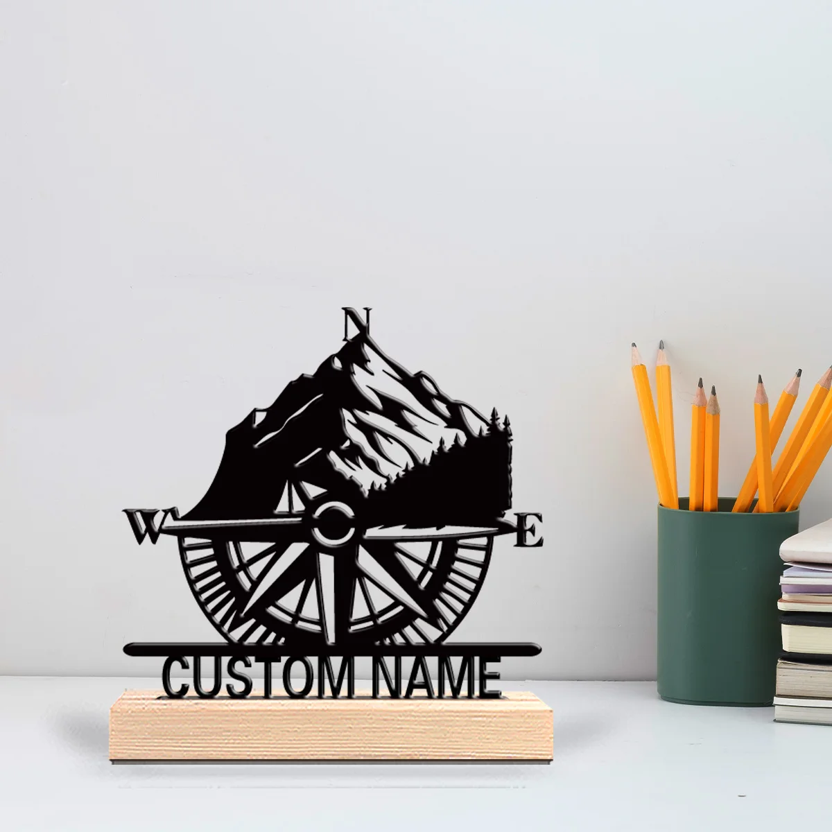 1pc Thriller Personalized Custom Adventure Metal Statues Wooden Base Bar Decor for Kitchen, Dining Room, Modern Rustic Themes