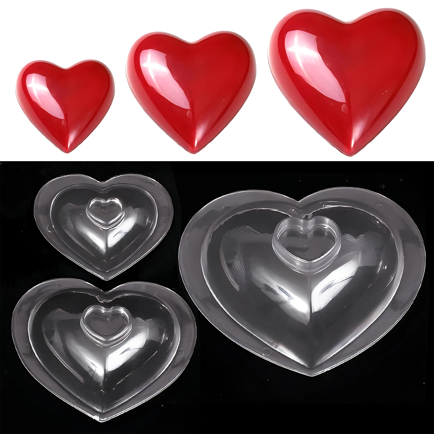 3Pcs/Set Chocolate Mold Heart Shape for Baker Candy Mold Polycarbonate Mould Confectionery Baking Pastry Tool Utensils