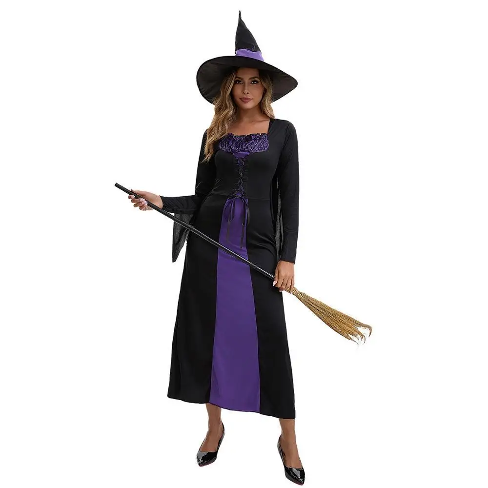 2025年新作プラスサイズパープルデビルウィッチコスチュームステージハロウィンパフォーマンス衣装女性用ファッショナブルウィッチ衣装パーティー用