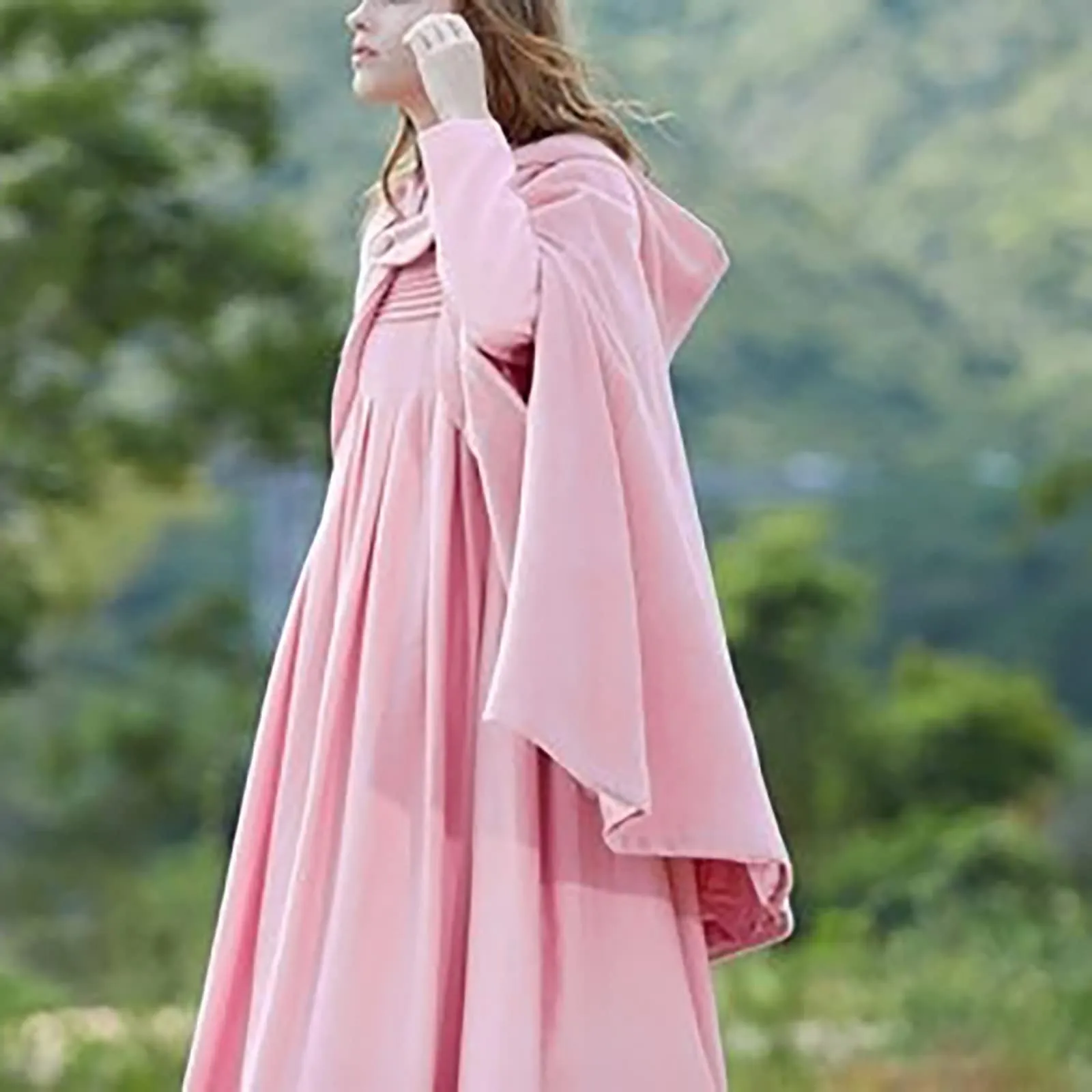 Gothic Open Front Hooded Cardigan Women Autumn Long Coat Solid Color Cloak Cape Winter Outdoor Capes Vintage Ponchos Halloween