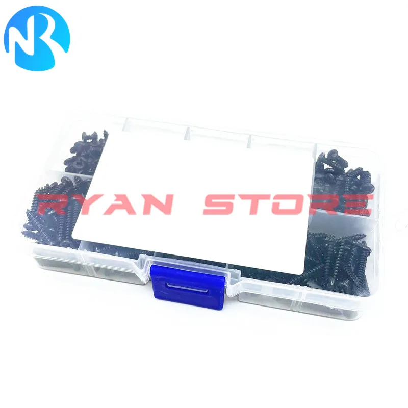 450PCS PA Self Tapping Screw Combination Suit M3*5 6 7 8 10 16 14 12 18 Screws Black Round Head Self-Tapping Screws Set