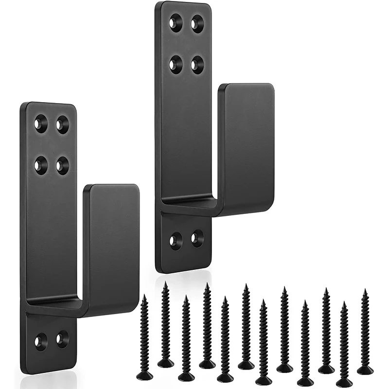 Door Barricade Brackets, 2 Pack Drop Open Bar Holder For Home Security, 2x4 Bar Brackets Prevent Unauthorized Entry