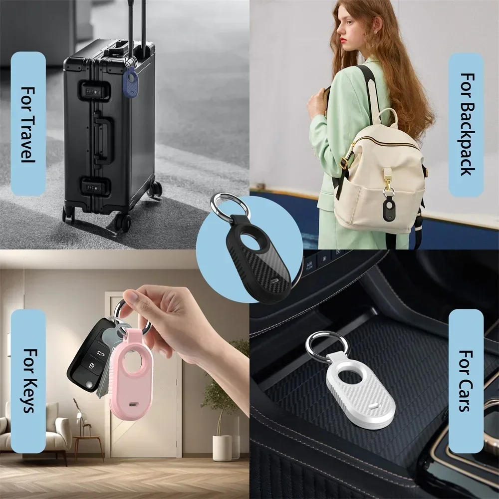 For SmartTag 2 Case for TPU Carbon Fiber Pattern Anti-lost Anti-Scratch Keychain Cover For  SmartTag2 Protective Sleeve