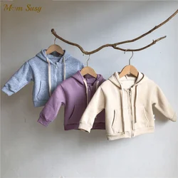 Fashion Baby Boy Girl Cotton Zipper Hoodie Infant Toddler Child Soild Coat Long Sleeve Spring Autumn Jacket Baby Clothes 1-5Y