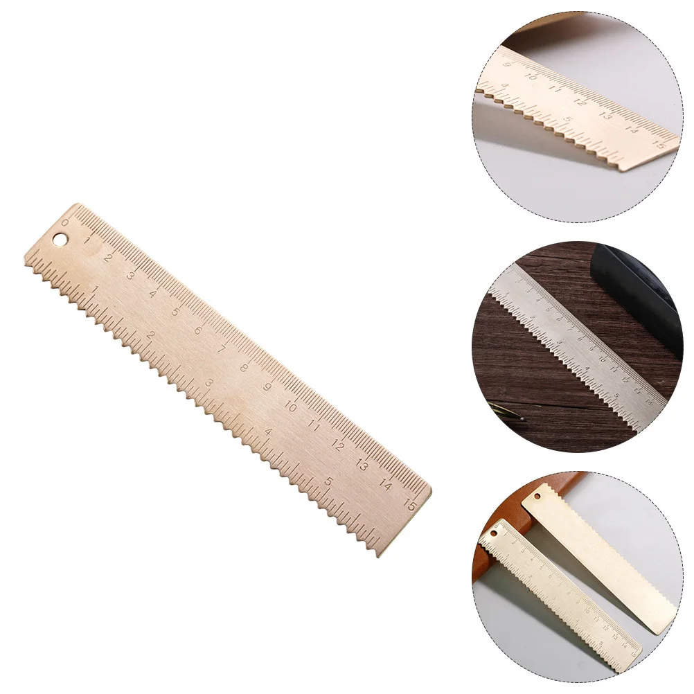 

1pc Brass Ruler Straight Edge For Students Measurement Tool School Supplies Multifunctional Drawing Instrument