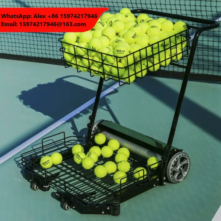 Heavy Duty Aluminum Alloy Tennis Ball Pick-up Cart - Portable Automatic Tennis Ball Retriever For Schools & Clubs