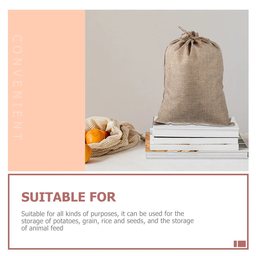 

6pcs Drawstring Burlap Bags 20x25cm Reusable Eco-friendly Vegetable Fruit Storage Sacks Potato Grain Rice Seed Holder Tidy