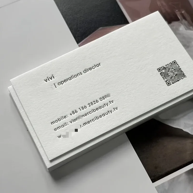 

500gsm Cotton Paper Business Cards - 200pcs Custom Embossed, Durable & Elegant for Brand Promotion