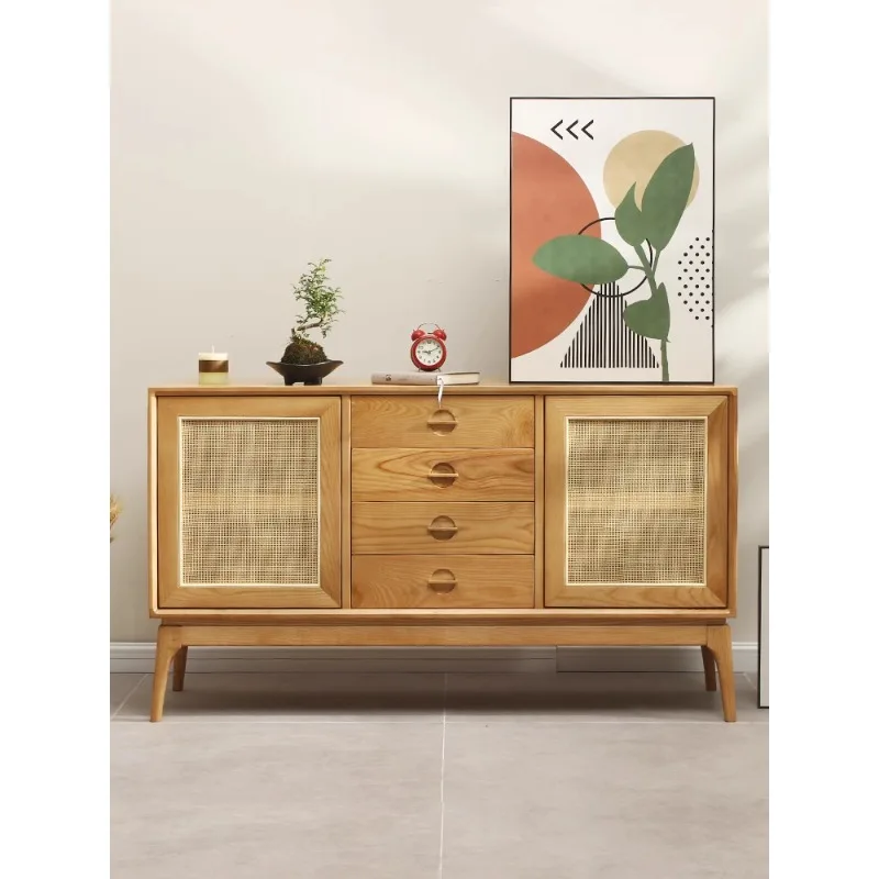 

Solid wood, rattan sideboard, wine cabinet, modern minimalist kitchen, storage cabinet, living room, wall-to-wall cabinet, pantr