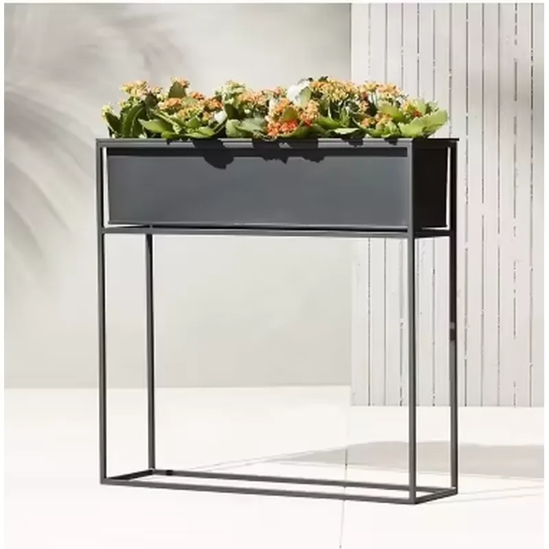 Customized Black Garden Pots Wholesale Round Rectangular Large Outdoor Plant Metal Flower Planter Box Planters Decorative