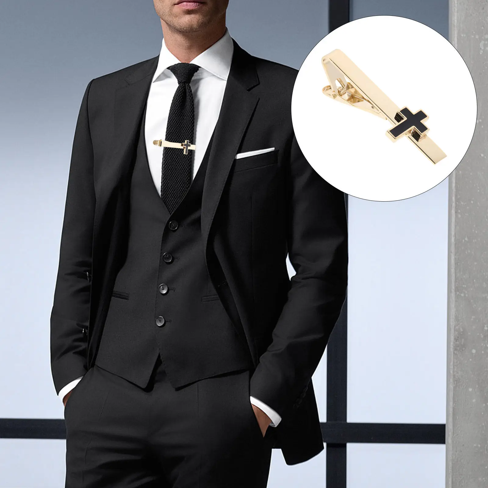 Cross Tie Clip for Men Copper Religious Christian Necktie Bar Formal Wedding Church Business Groomsmen Gift