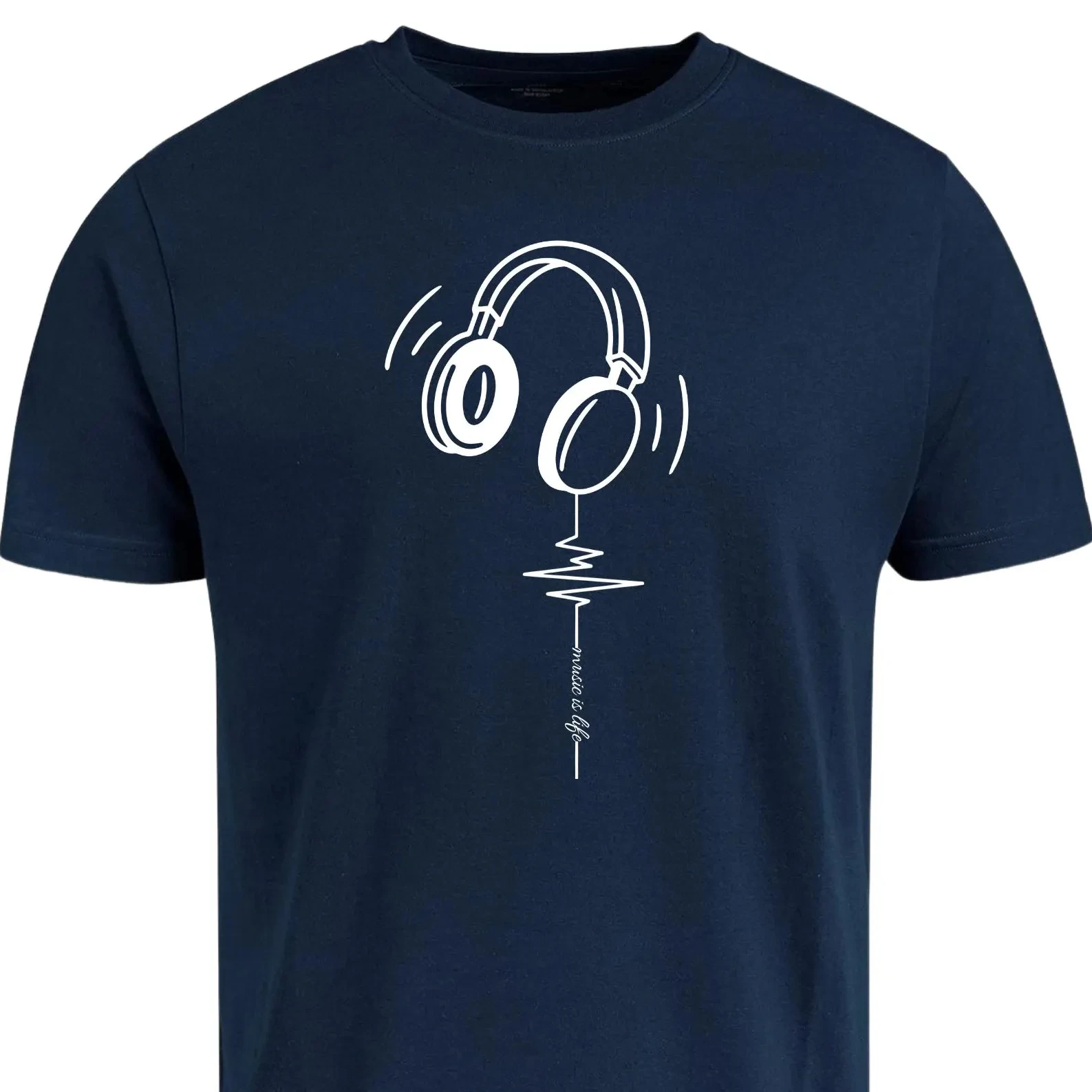 Music Is Life T-Shirt Headphone Graphic Tee Cool Music Lover's Shirt  Gift for DJs Musicians Unisex Casual Top Concert Tee