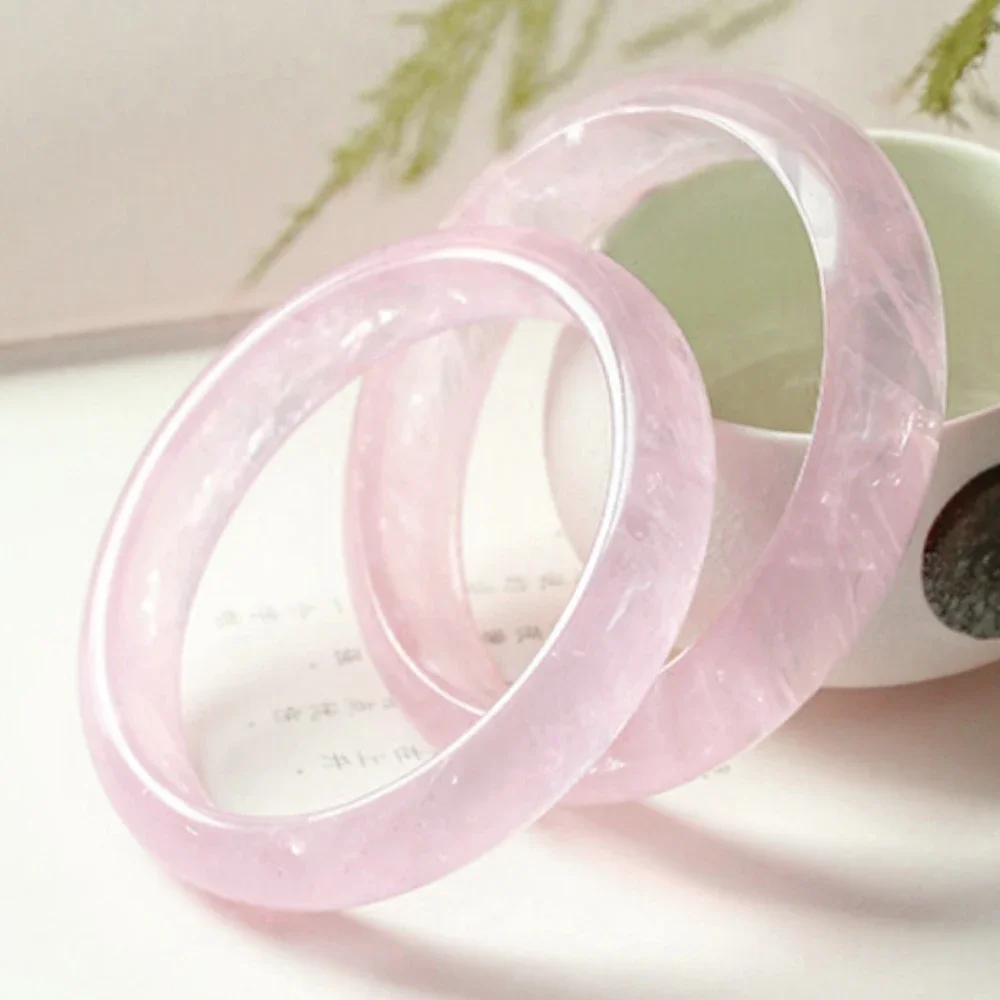 

Natural Pink Crystal Bangles Bracelet Natural Ice Jade Bangle Jewelry Light Pink Fashion Wedding Jewelry for Women