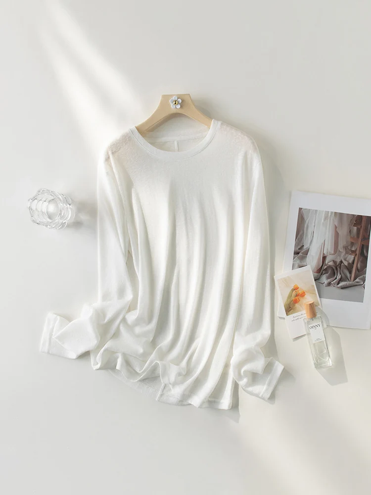

Women Light Weight Long Sleeve T Shirt Oversize Crew Neck Tops