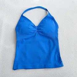 No Logos Impact Longline Strappy Tops Sports Yoga Vest Women Fitness Gym Workout Backless Scrunch Built-in Bra With Cups Clothes
