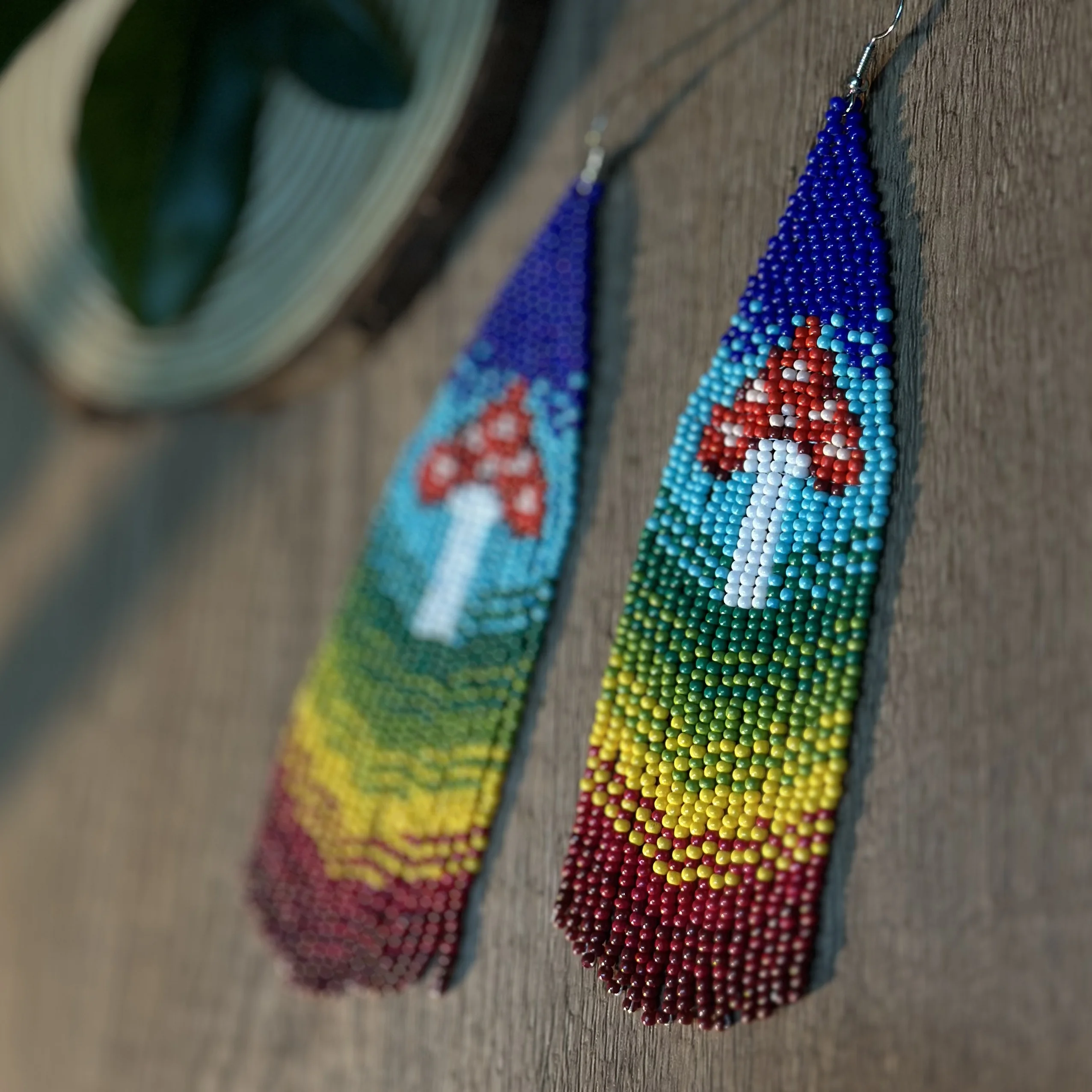 Bohemian style color mushroom extra long tassel earrings Christmas decorations Christmas gifts Valentine\'s Day gifts