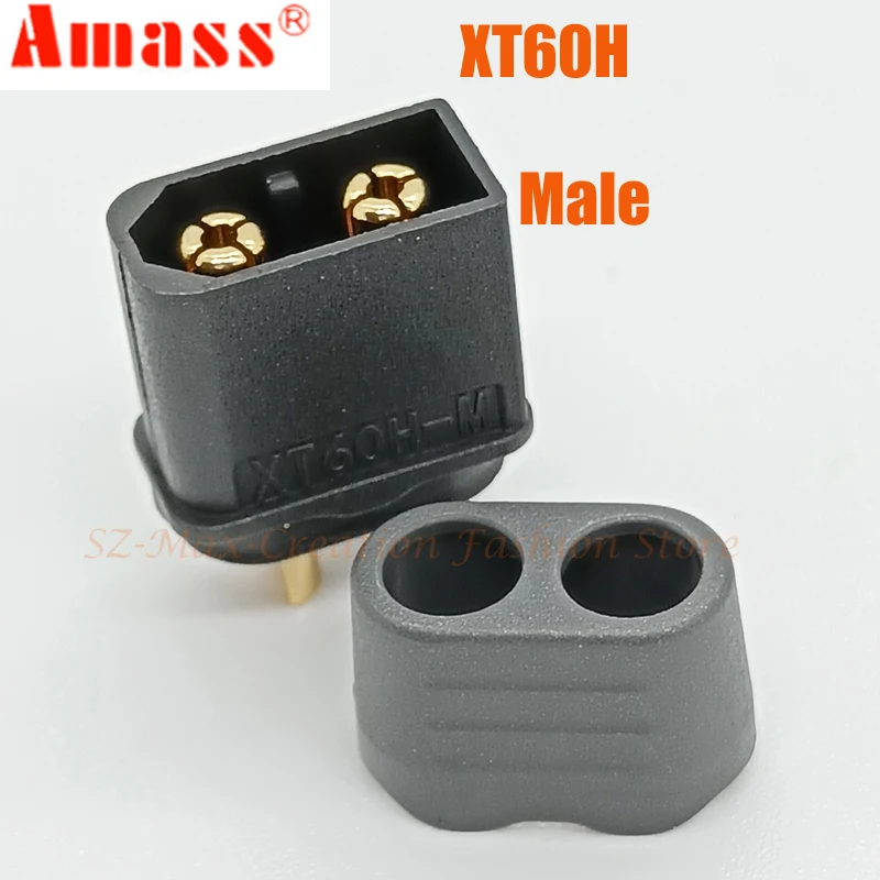 1/3Pcs  Amass XT60H Black Connector XT60 Bullet Plug With Cover Upgrated of XT60 Sheath Male/ Female Gold Plated for RC Parts