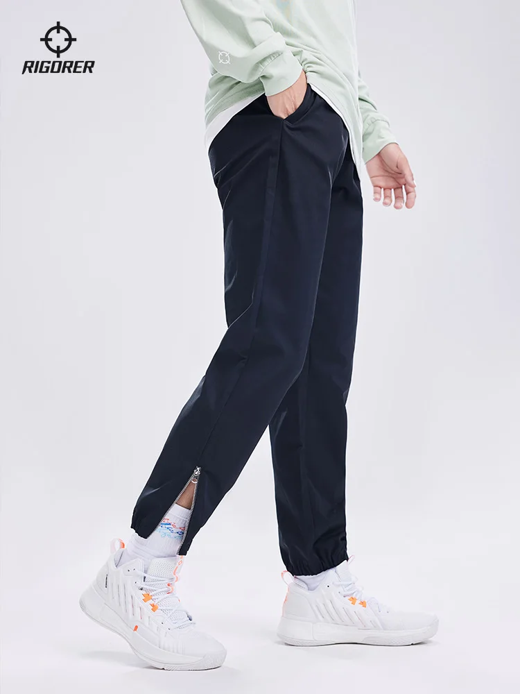 RIGORER Woven Pants Basketball Training Outdoor Jogging Zipper Leg Casual Sports Pants Fitness Men Sports Pants Run Cosy Pants