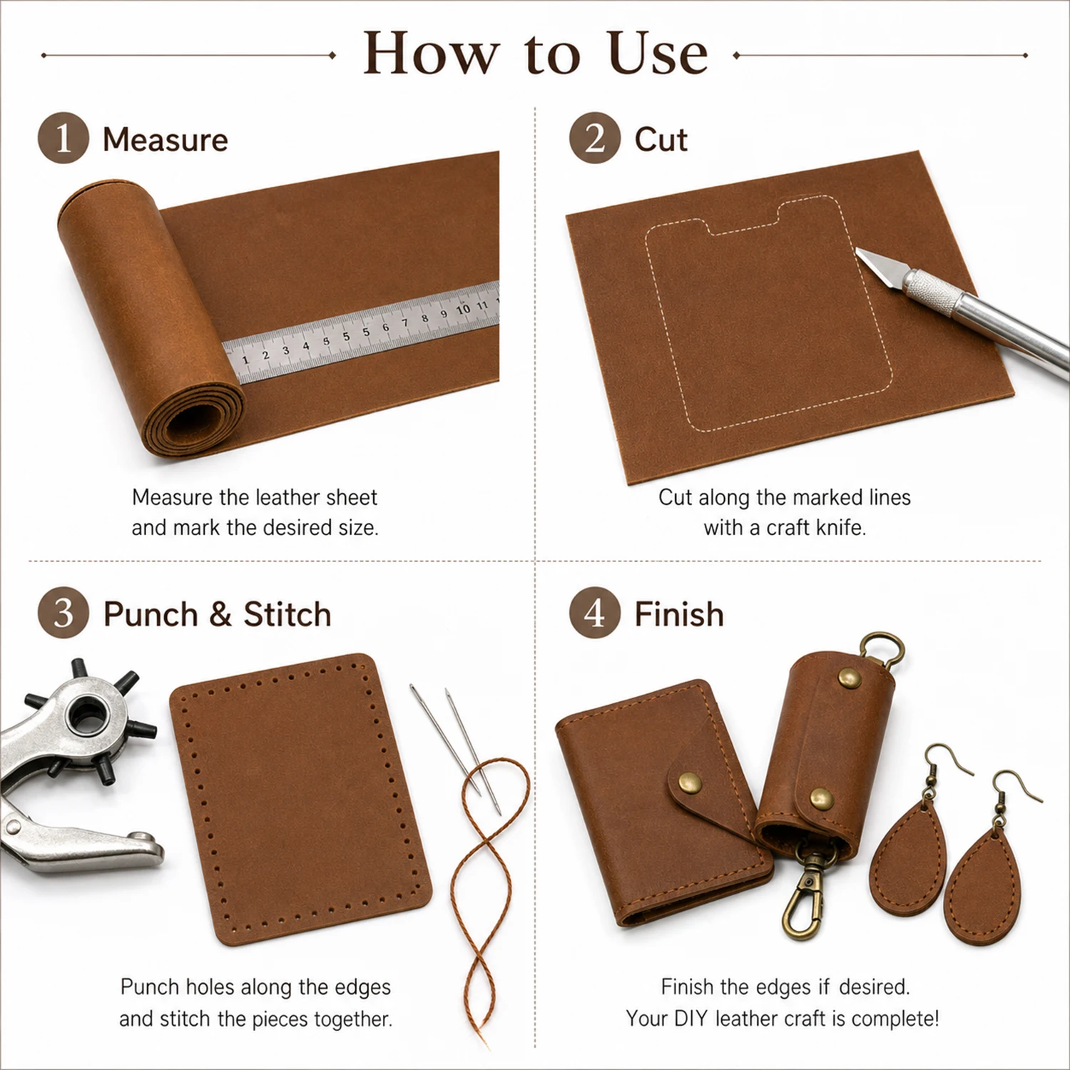 Paquete de 3/1 Unidades de Láminas de Cuero Genuino de Vaca Crazy Horse de 2.0mm, Cuero Encerado con Efecto Pull-Up para Carteras, Bolsos, Fundas y Proyectos de Costura Manual DIY