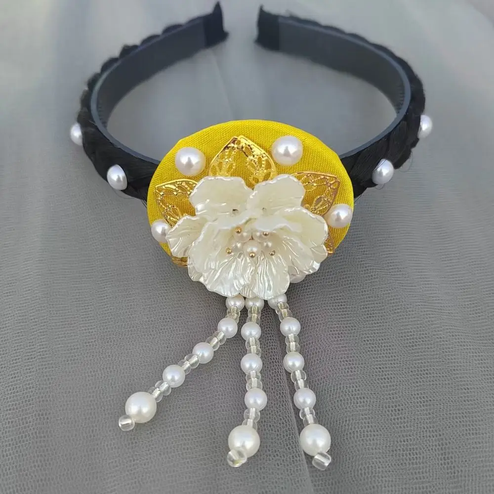 

Fashion Flower Korean Headband Pearl Beaded Hanbok Hairband Headdress Tassel Stage Dance Hair Hoop Children