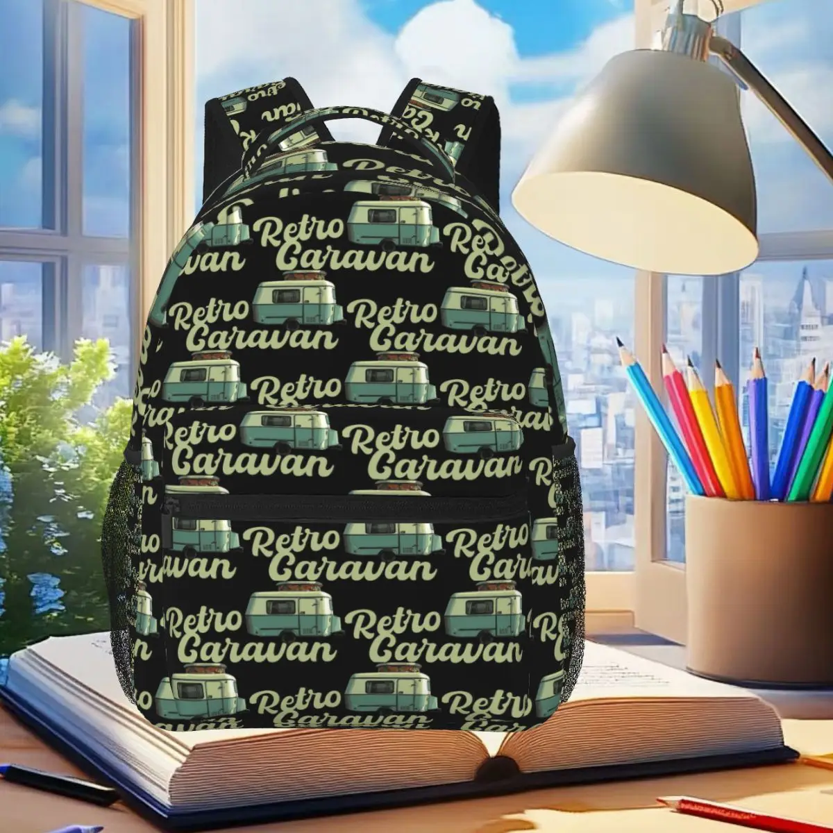 

Eriba Caravan Camping Backpack Student Boys Girls BookBag Children School Bag Computer Shoulder Bags for Men Women