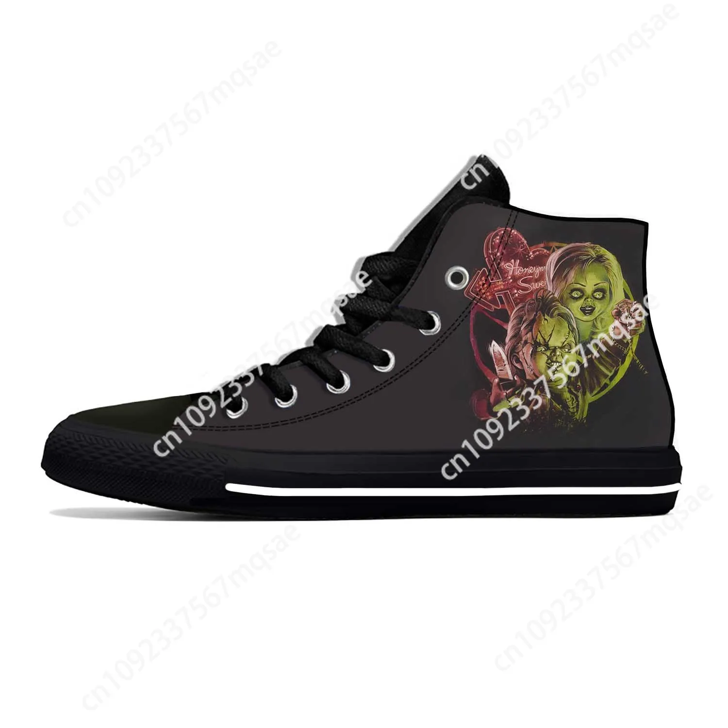 Chucky-High Top Lightweight Breathable Sneakers para homens e mulheres, sapatos casuais, desenhos animados de anime, quadrinhos, brincadeiras infantis, horror, impressão 3D, quente