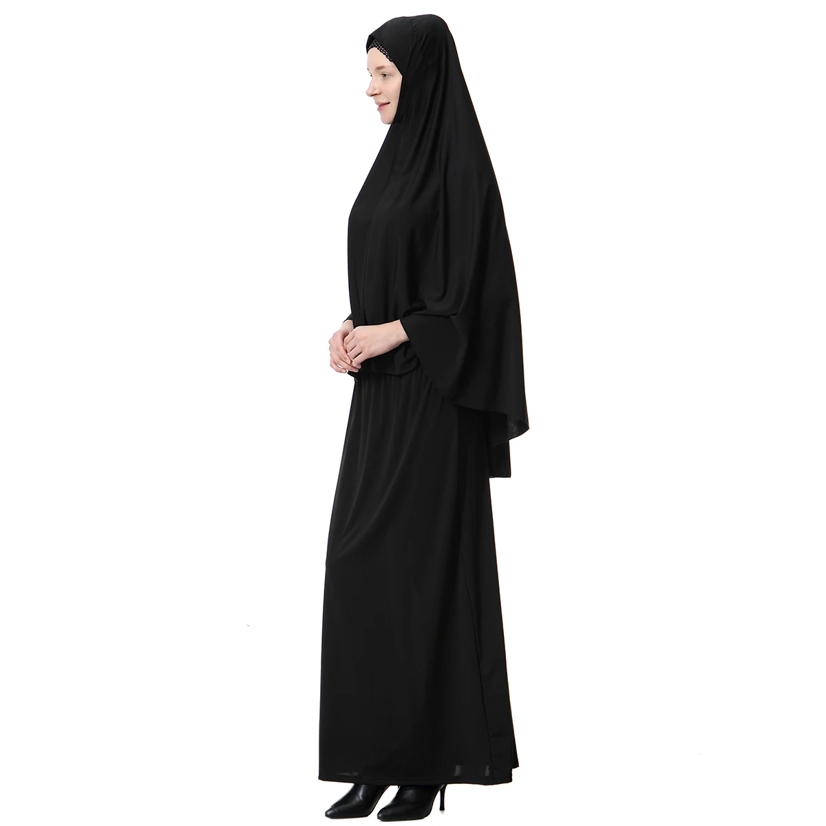 Muslim Women 2 PCS Solid Color Long Hijab Abaya Ankle Length Arab Lady Modest Tube Skirts Prayer Ramadan Eid Clothes