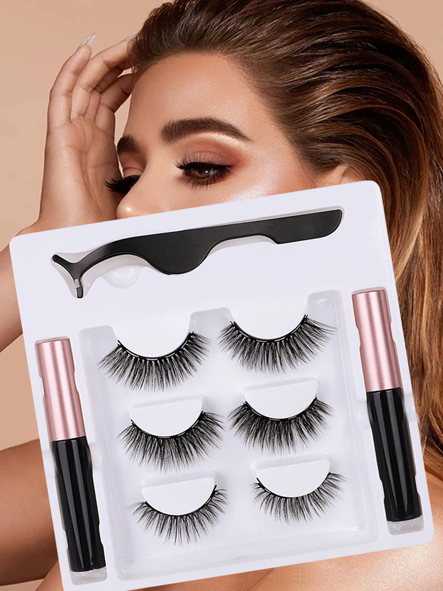 3 أزواج من أقلام تحديد العيون المغناطيسية للرموش الصناعية، قلم كحل لزج مجعد، مناسب لمكياج مسرح الحفلات والمهرجانات #1