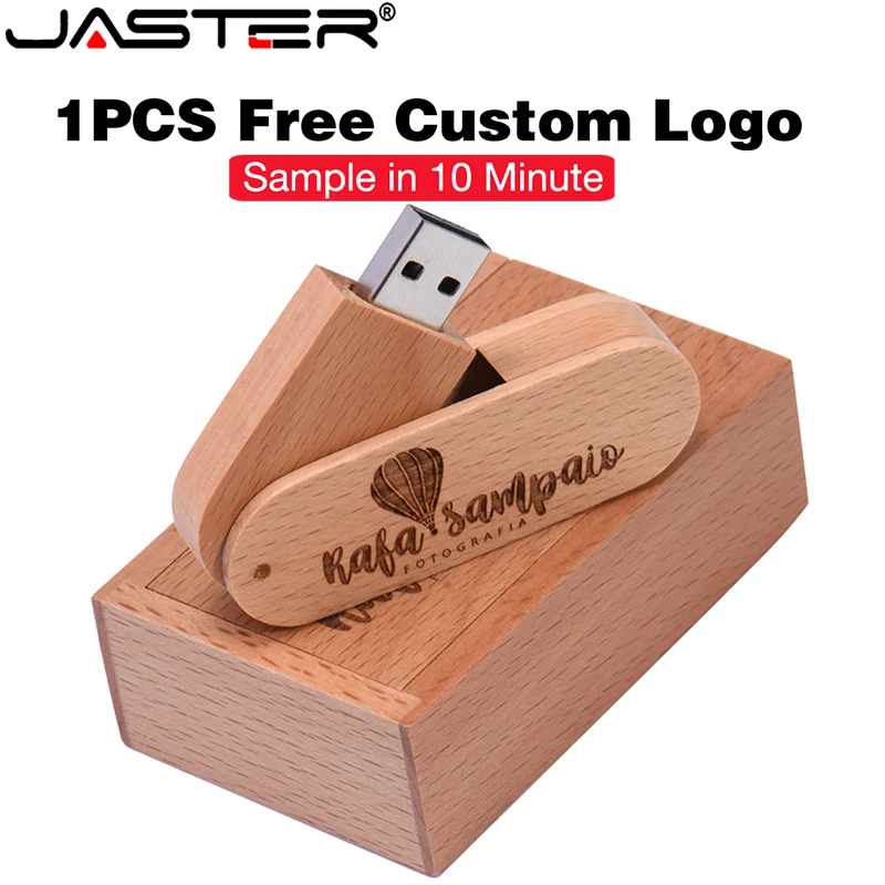 JASTER Wooden USB 3.0 Flash Drive 128GB Free Custom Logo Pen Drive 64GB High Speed Memory Stick 32GB Pretty Box USB Stick 16GB