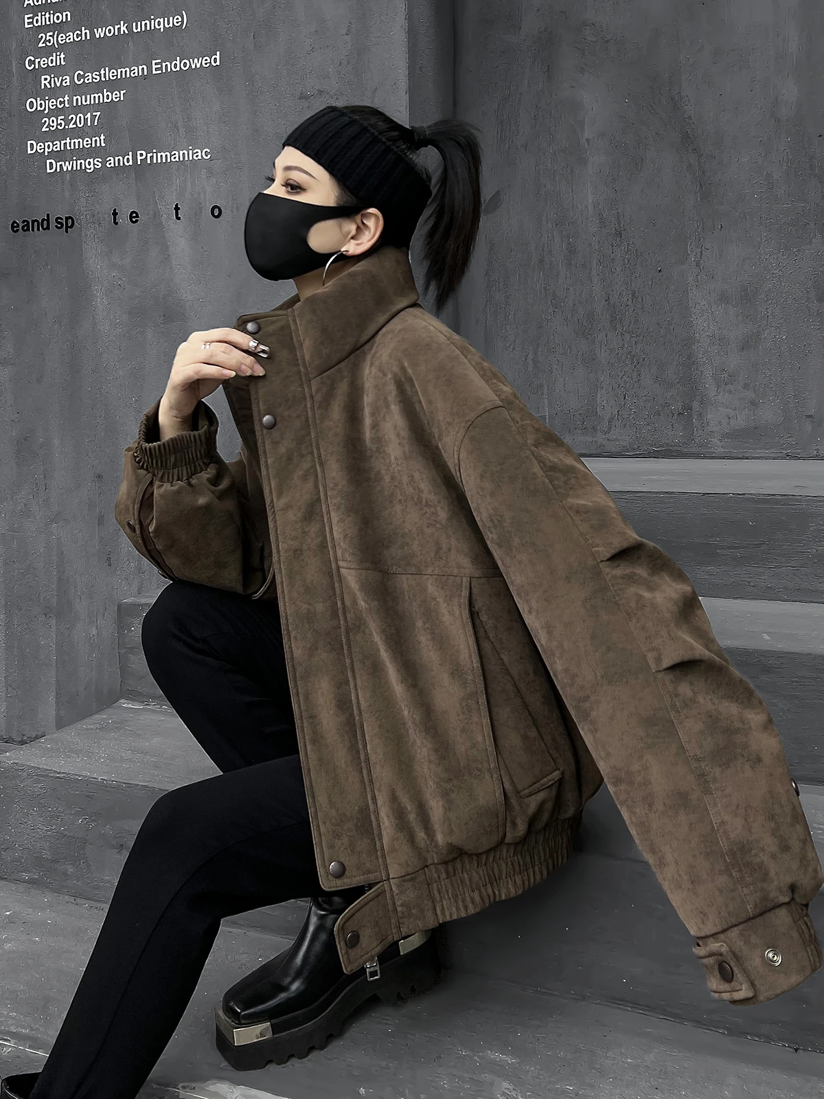 

M-Home Trendy Brand Suede Stand Collar Baseball Sle Women's down Jaet Winter New Sle Slim Fit Hatl Warm Outerwear