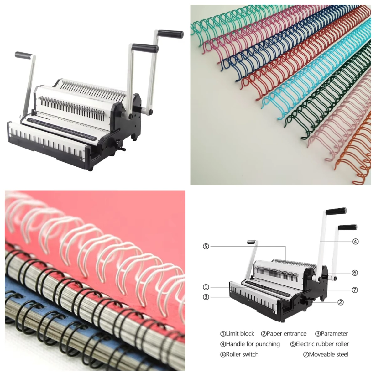 

WJW New Arrival Easy-to-Use Heavy Duty 2:1 and 3:1 Double Wire Binding Machine WW2500A Multi-functional for Secure Binding