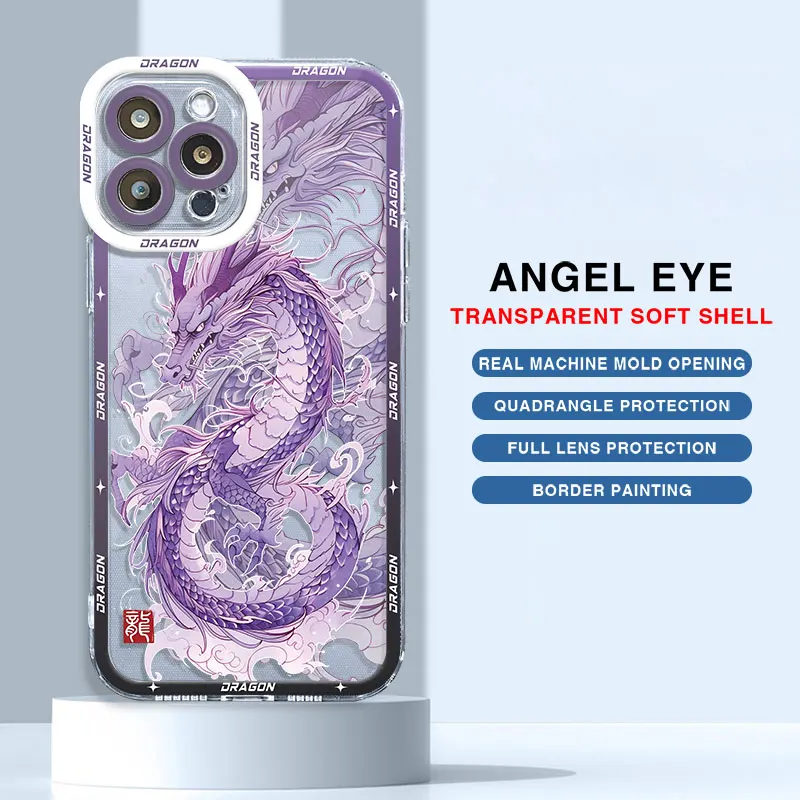 Luxury Chinese Dragon Case for Xiaomi Redmi Note 12S 9S 9 10 11 Pro 12 Pro Plus 5G 11S 10S 10 Pro Coque Transparent Soft Cover