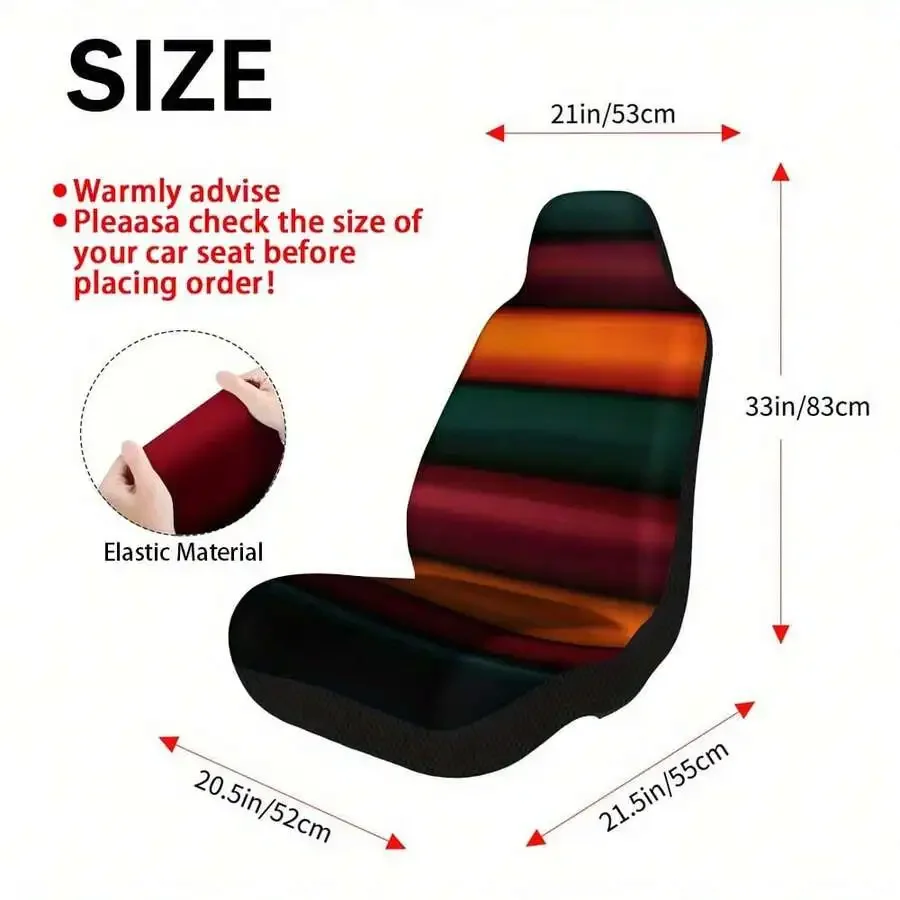 

Car Seat Cover Set Colorful Stripes Print Soft Elastic Fit Most Cars All Season