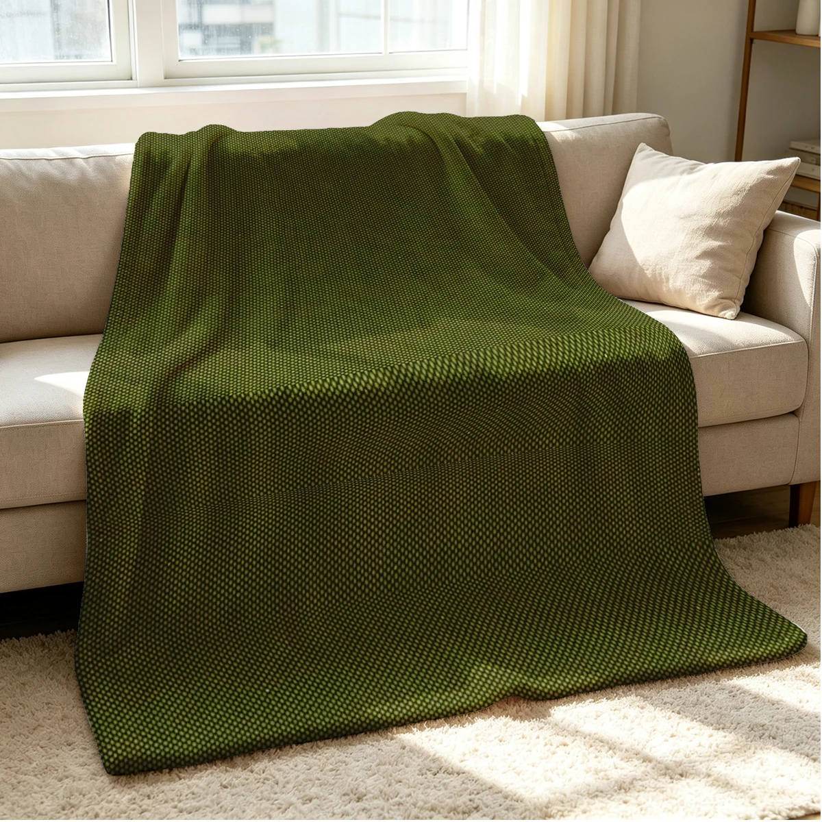 Olive Weave Flannel Blanket Warm Soft Halloween Christmas Couch Warm Cozy Decorative Decor Gift for All Season