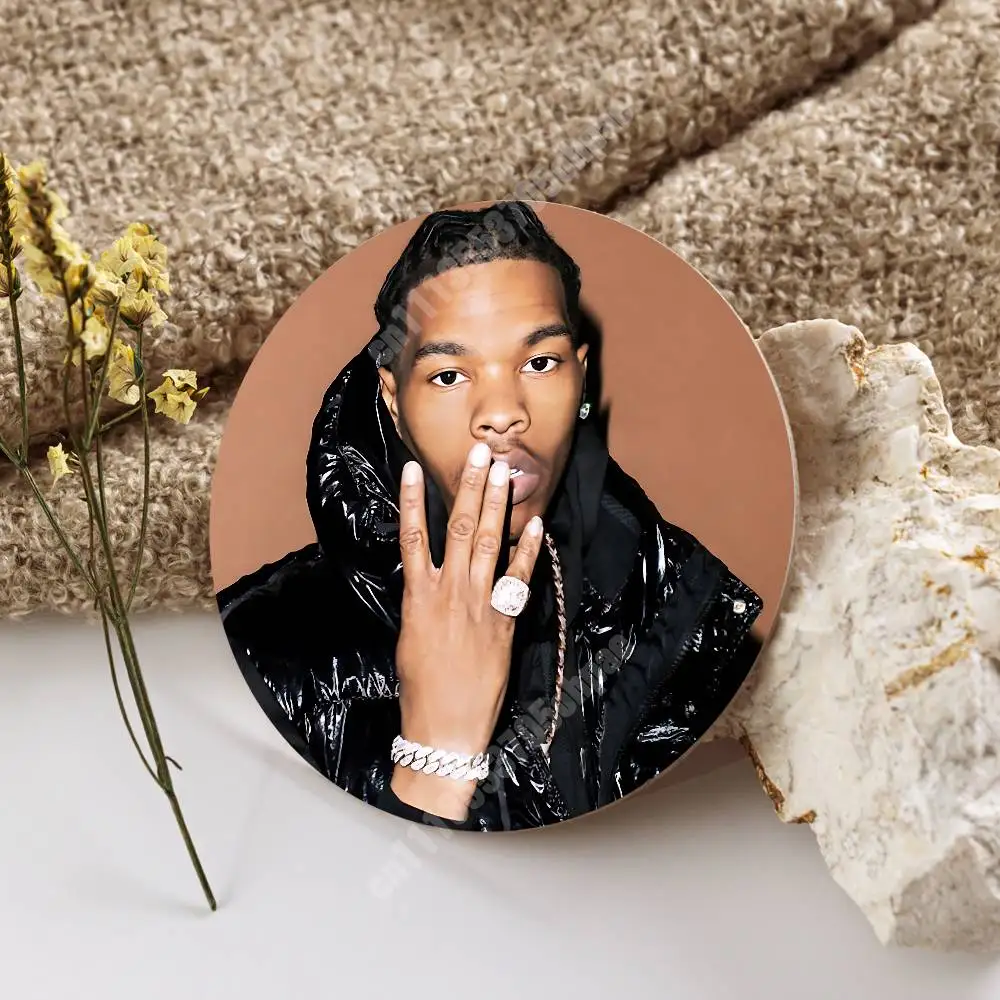 Rapper L-Lil Baby In A Minute Wooden Cup Mat Cappuccino Vodka Juice Water Coaster for Flower Shop