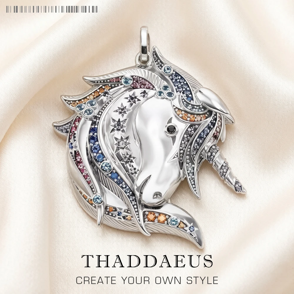 Colgante de unicornio de la marca Royalty, nuevo, de Plata de Ley 925, joyería bonita, accesorio europeo, regalo para mujer