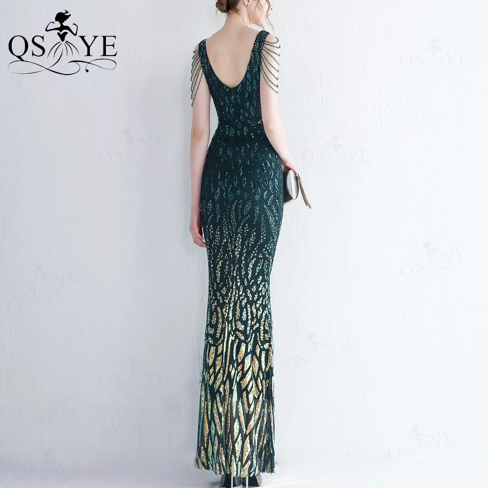 QSYYE – robe de soirée de forme sirène pour femmes, tenue de bal, grande taille, lien spécial, US18