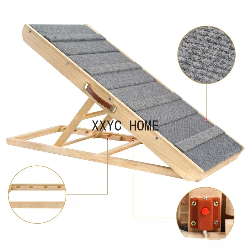 

Новая регулируемая лестница для домашних животных из массива дерева, 4-уровневая рампа, ступеньки для собак, удобный доступ для подъема и спуска, лестница для дивана