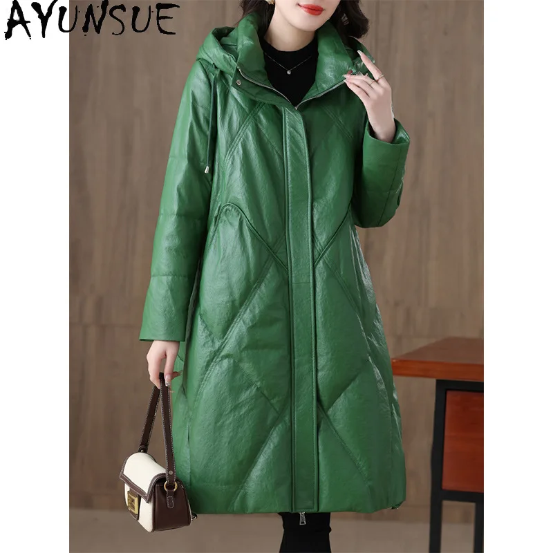 AYUNSUE véritable peau de mouton en cuir véritable veste femme longue Style vers le bas manteau femmes vêtements d'hiver nouveau dans les vêtements d'extérieur Casaco Feminino