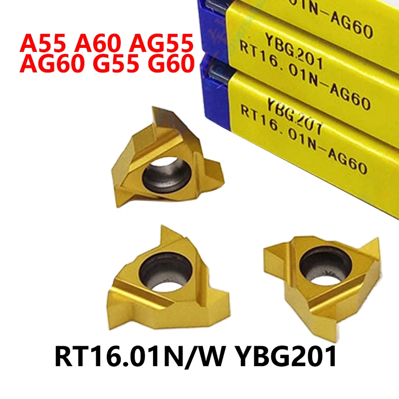 

RT16.01N-A55 RT16.01W-A60 YBG201 AG55 AG60 G55 G60 100% Original Threading Carbide Inserts 16ER 16IR For Steel Stainless Iron