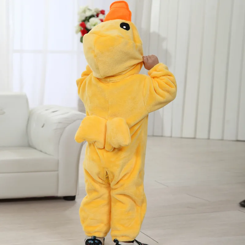 Lemurpapa Kigurumis Duck Baby Bodysuits Boys Girls Anime Onesie Cosplay Costume Baby Romper Infant Soft Flannel Halloween  0-3Y