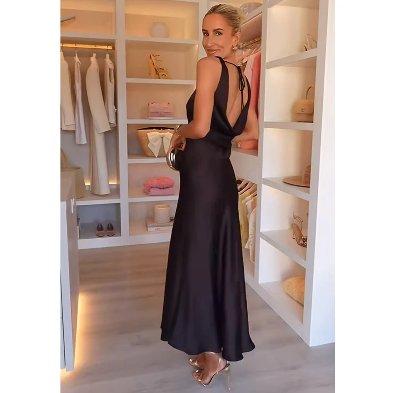 Vestidos de verão feminino 2025 novo chique fino elegante camisola feminina vestido longo feminino rua férias moda jovem vestido