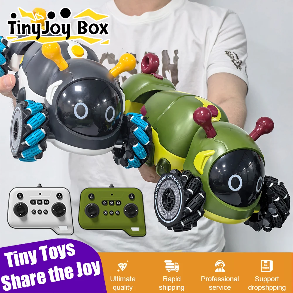 Intelligent Remote Control Insect 4WD RC Stunt Car with Spray Light Radio Controlled Animals Electric Toys for Kids Gifts
