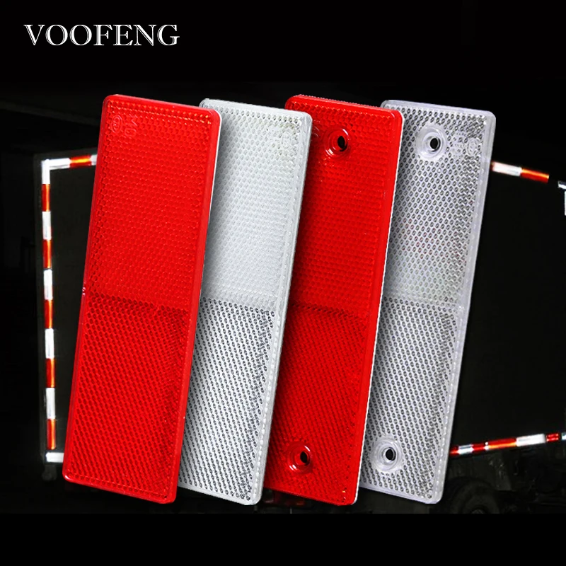 VOOFENG 10 Pieces Red White Plastic Retro Reflector for Truck Trailer Annual Inspection Night Safety Warning Reflective Sticker