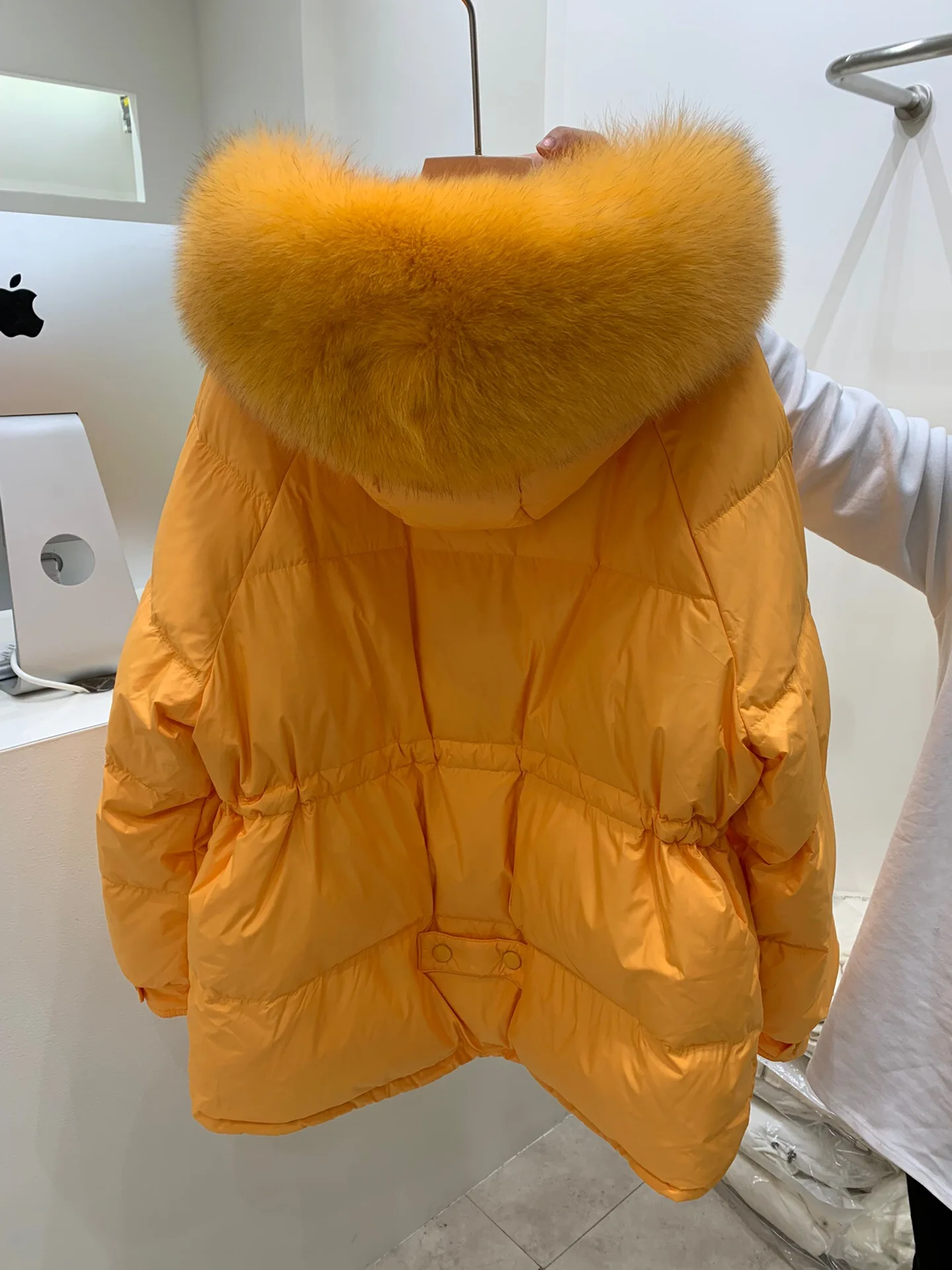 Manteau d'Hiver à Capuche en Duvet de Canard Blanc pour Femme, Parka avec Col en Fourrure de Renard, Streetwear Chaud