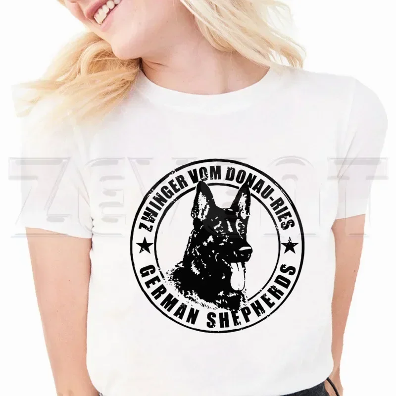 

German Shepherd T Shirts Summer Casual Women's T-shirt Short Sleeve Female Tops Tees